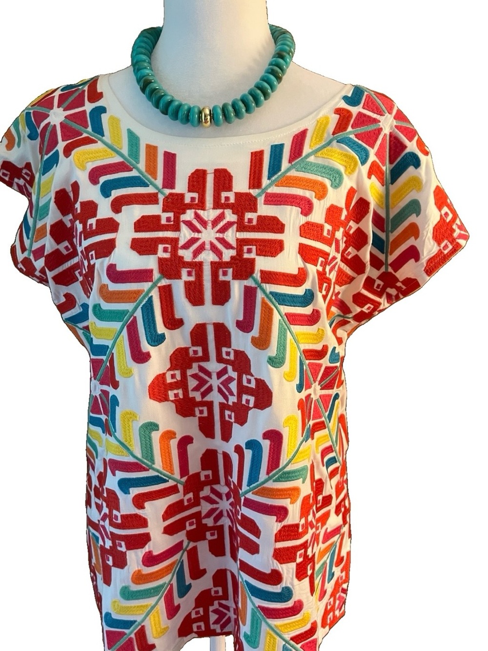 Sz M J Marie Mexican Embroidered Colorful Shirt - Picture 3 of 11